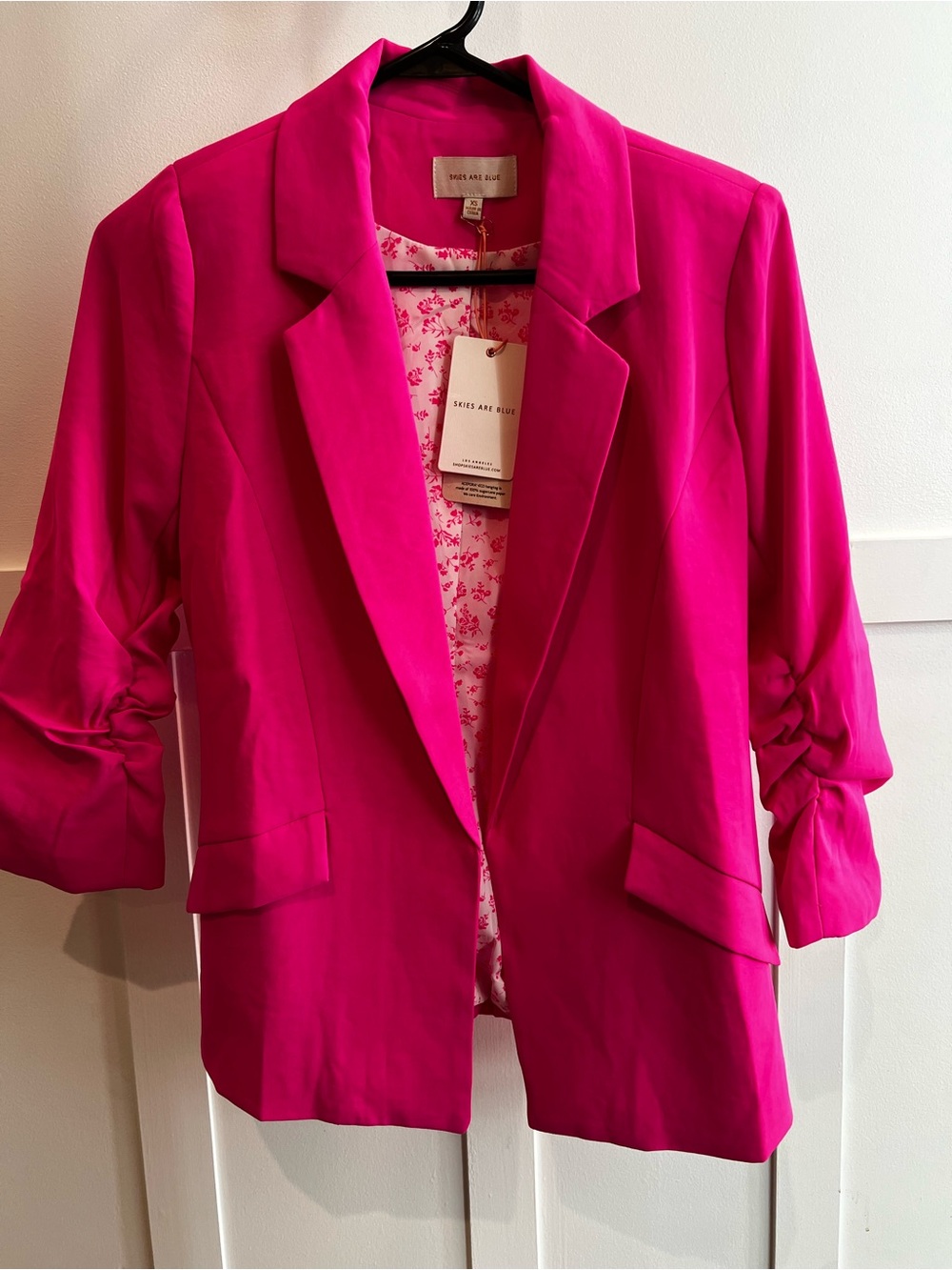 Skies Are Blue Vibrant Hot Pink Open-Front Blazer
